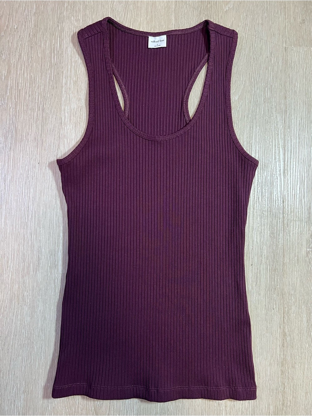 Wilfred Free Gorgeous Ribbed Racerback Chic Minimalist Tank Top Deep Purple